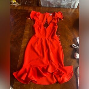 Selfie Leslie Frill Dress- Scarlett Red
